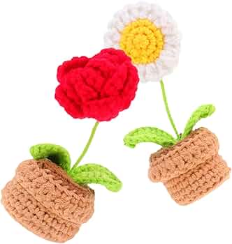 Amazon.co.jp: TOPPERFUN 2個かぎ針編みの植物 造花 フラワーポット