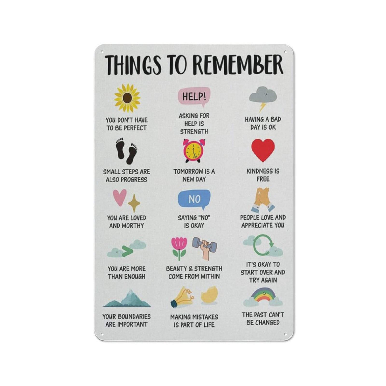 Jaesxxco Tin Sign17 Metal Posters Metal Signs Inspirational Mental Health Vintage Tin Signs Decor Therapy Office Positive Things To Remember Therapy Counseling Painting Print Signs Picture Artwork 5.5X8 Inch