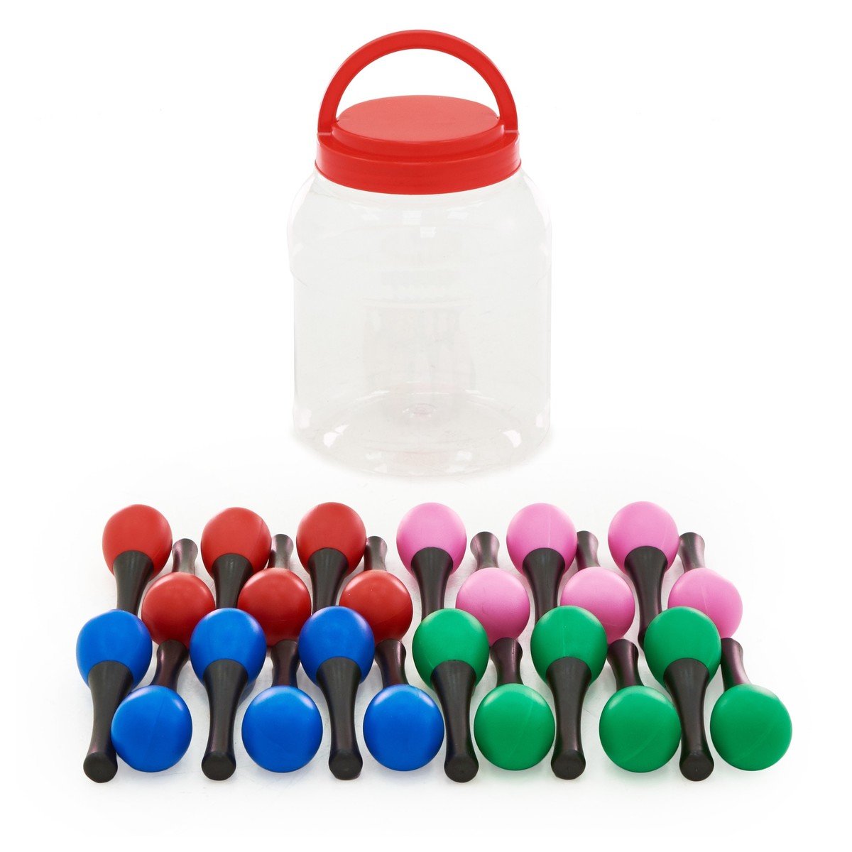 Mini-Sceau de Maracas par Gear4music, lot de 24 | 12 Paires de Maracas Colorées, Parfait pour la Musique Latine et Orchestrale, Bol et Poignée en Plastique, 13cm