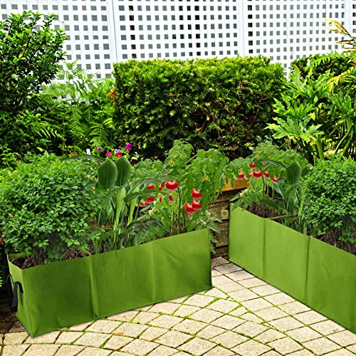 Xunyee 6 Pcs Rectangle Plant Grow Bags Fabric Raised Garden Bed With 3 Divided Grids And Handles Fabric Planter Pot Container For Potato Tomato Vegetables Flowers, 35.4 X 11.8 X 11.8 Inch #TOP4