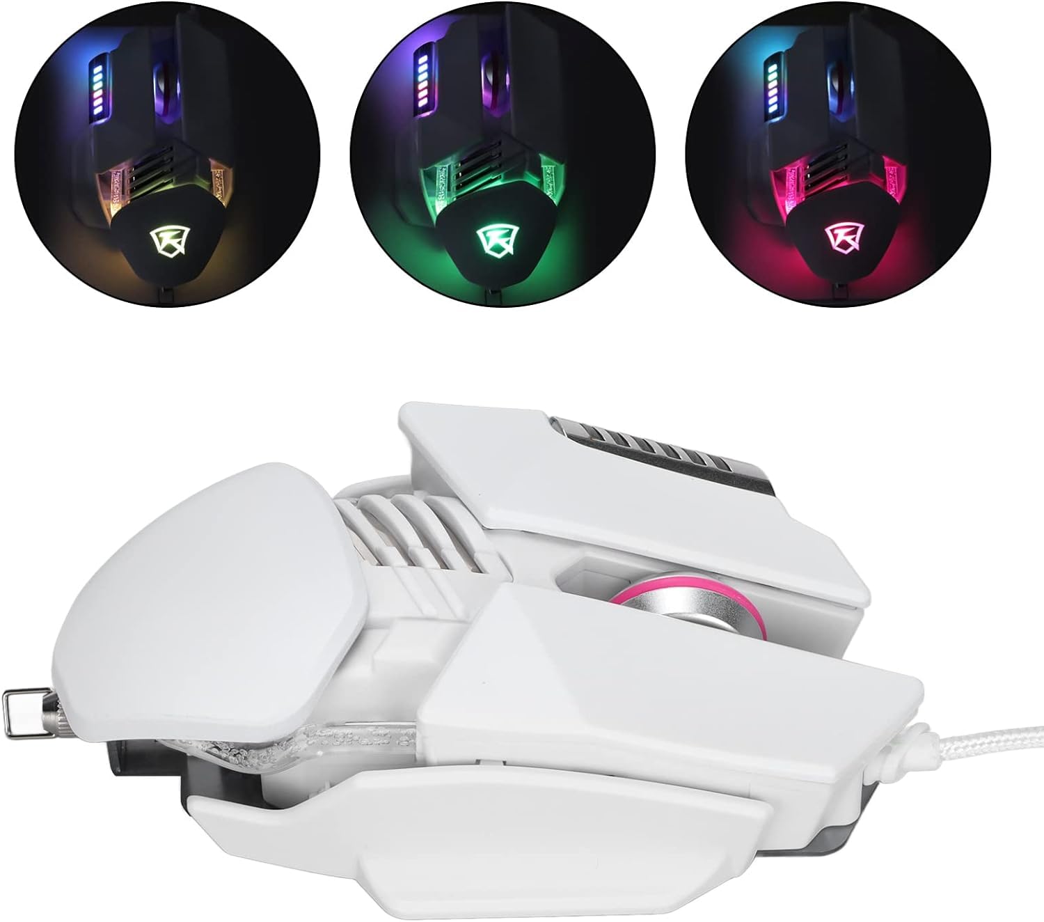 Mouse cablato, programmazione macro di gioco for mouse RGB con regolazione retrattile 'ala 'orecchio for Gaming/574