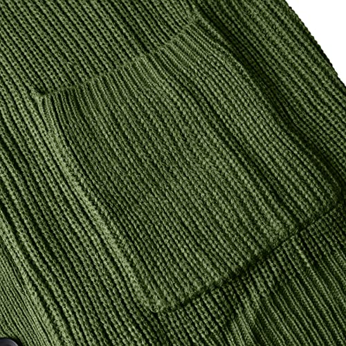 YAOHUOLE Men's Long Sleeve Single Breasted Cardigan Sweater Casual Fashion Sweater Army Green 2XL - Image 6