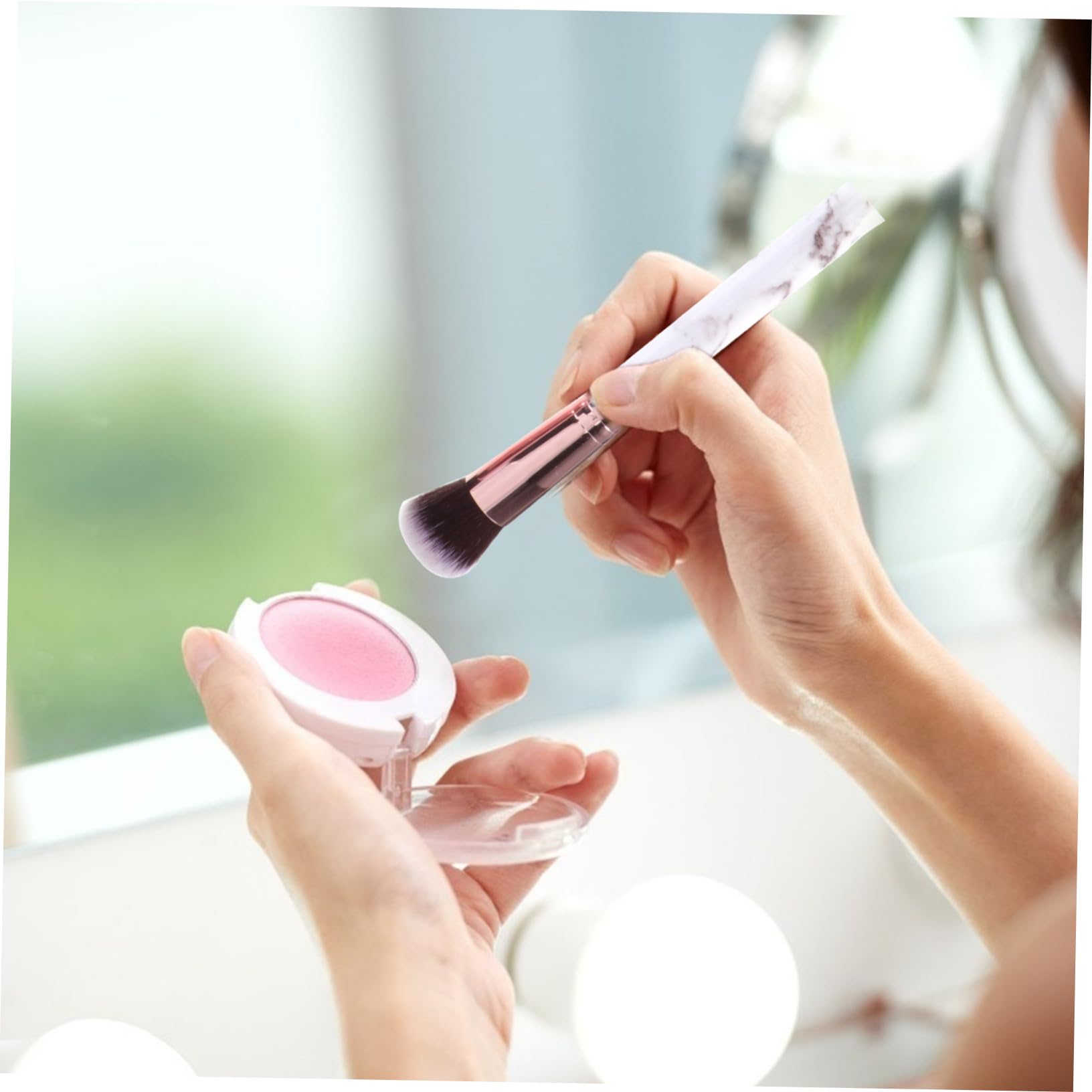 Ipetboom Set Di 45 Pennelli Per Il Trucco Con Manico in Marmo E Setole in Nylon Set Da 6 Pezzi Per Donne Pennelli Per Il Trucco Del Viso Per Uso Quotidiano