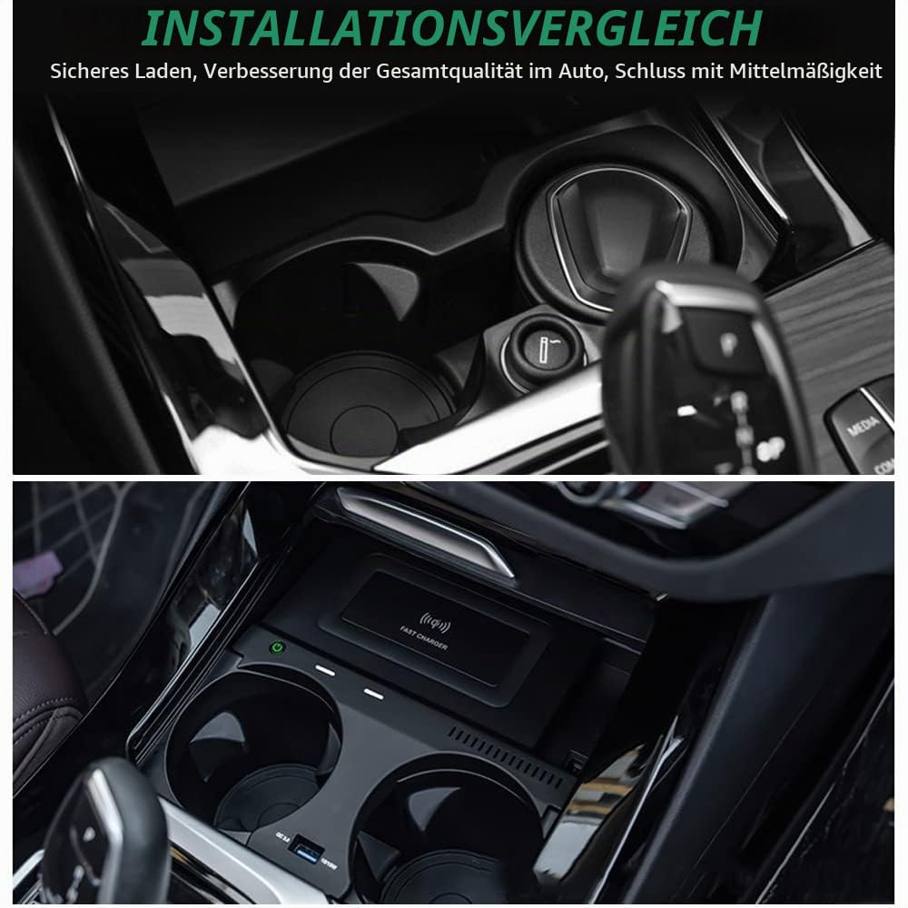 Kabelloses Ladegerät für BMW X3/IX3 (G01) 2018-2024 BMW X4 (G02) 2019-2025 | 15W Wireless Schnellladendes Handy-Ladegerät für BMW G01 G02 Center Console-Zubehörfeld Geschenk für BMW X3/iX3/X4-Besitzer