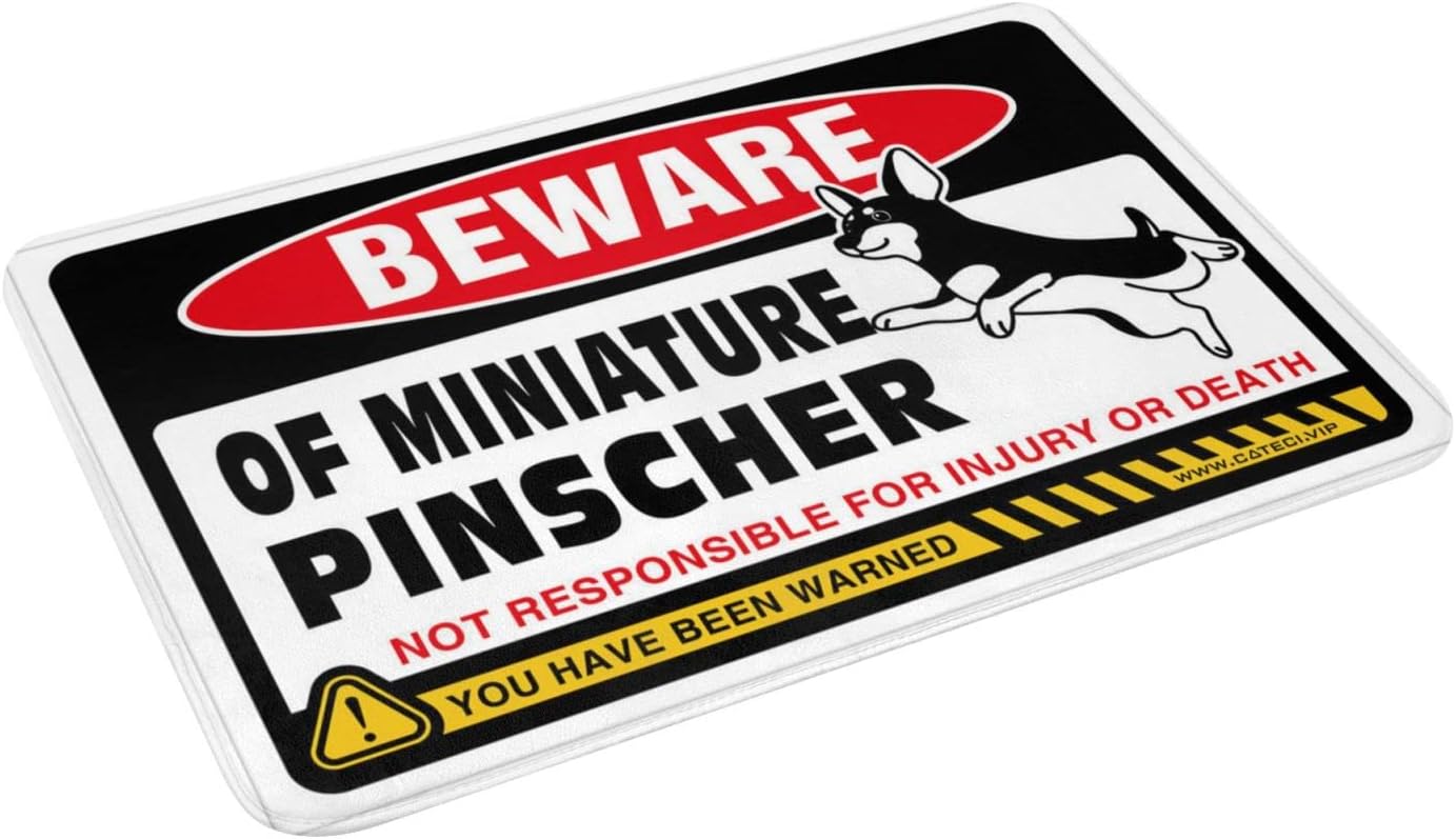 Welcome-Ish Door Mat Beware of Miniature Pinscher Doormat Pool Stuff Fall Rugs for Front Door(65X90CM)