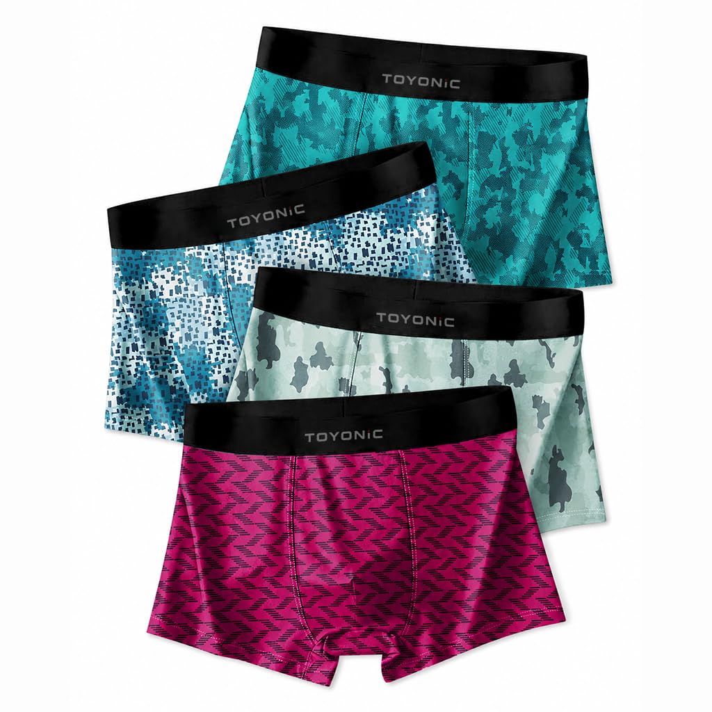 Men’s Ice Silk Printed Boxer Briefs (Pack of 4) – Ultra Thin, Stretchable & Breathable Underwear | Lightweight & Comfortable Trunks-picture-26