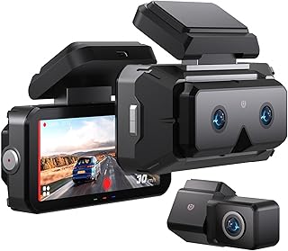 AKEEYO 3 Channel WiFi Dash Cam Front and Rear,4" IPS Touchscreen Dash Camera for Cars,2K*3 Front Dashcam with GPS, ADAS&BSD,WDR Night Vision,Voice Control,APP,G-Sensor,24H Parking Mode,64G Include