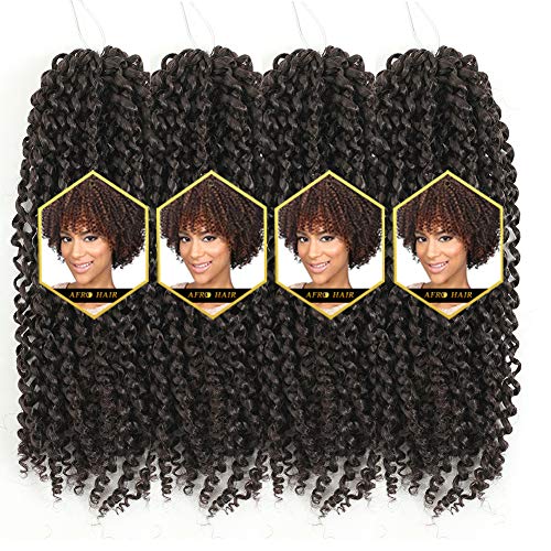 Afro 4 Packs 11 Inch Softbob Crochet Hair Jerry Curl Crochet Braiding Hair Afro Kinky Curly Twist Hair Kanekalon Synthetic Hair Extensions 24 Strands 45g/Pack (11" 4packs, 4#)