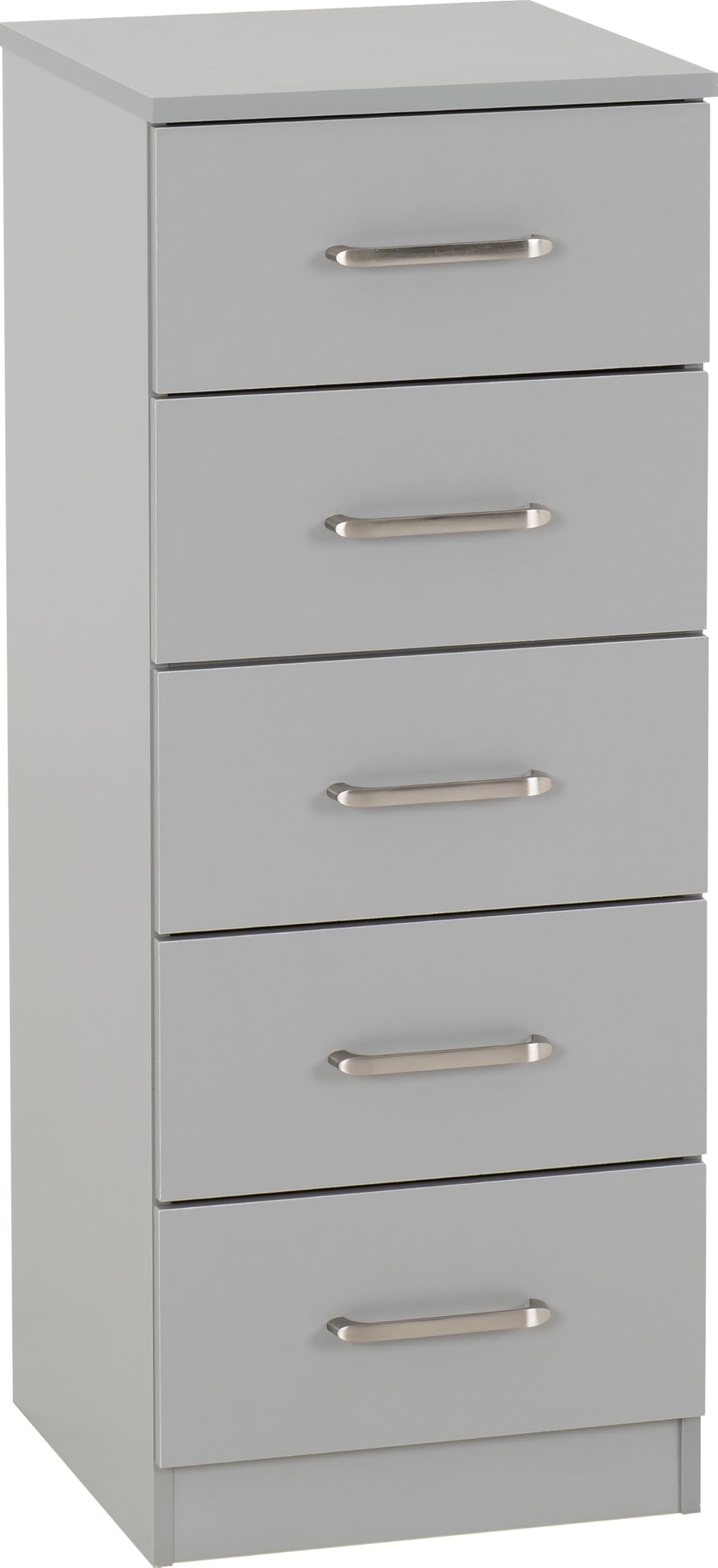 Seconique - Chest of Drawers - Oak - 5 Drawer - Light Grey