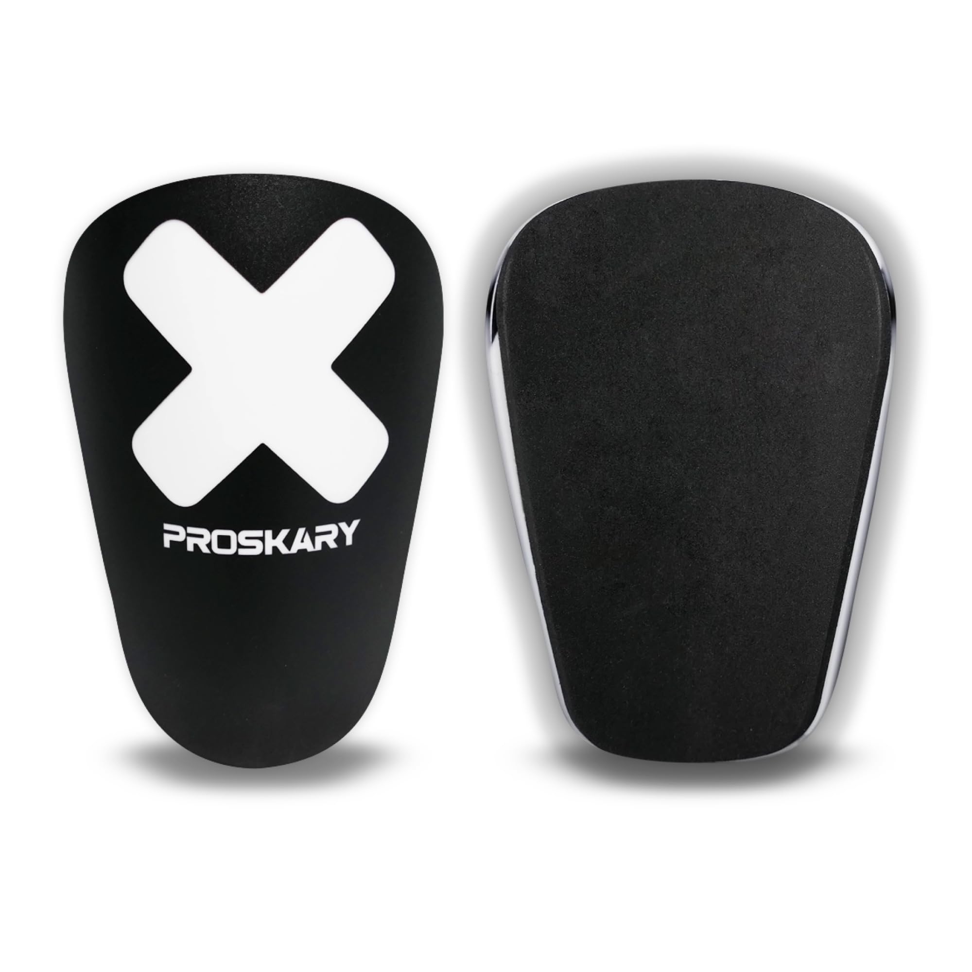 Proskary Mini Football Shin Pads, 12 x 8 cm, Pack of 2, Small Shin Pads, Mini Shin Pads, Black