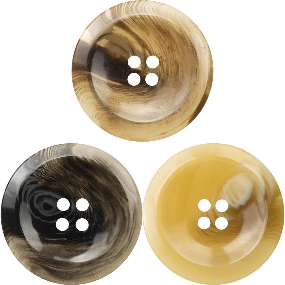 ZOAPDEBCEBoutons de bricolage, 20 pièces 15-30MM jaune clair 4 trous boutons de costume boutons de couture en résine for vêtements pardessus boutons artisanaux grands boutons ronds plats(Chocolate Col