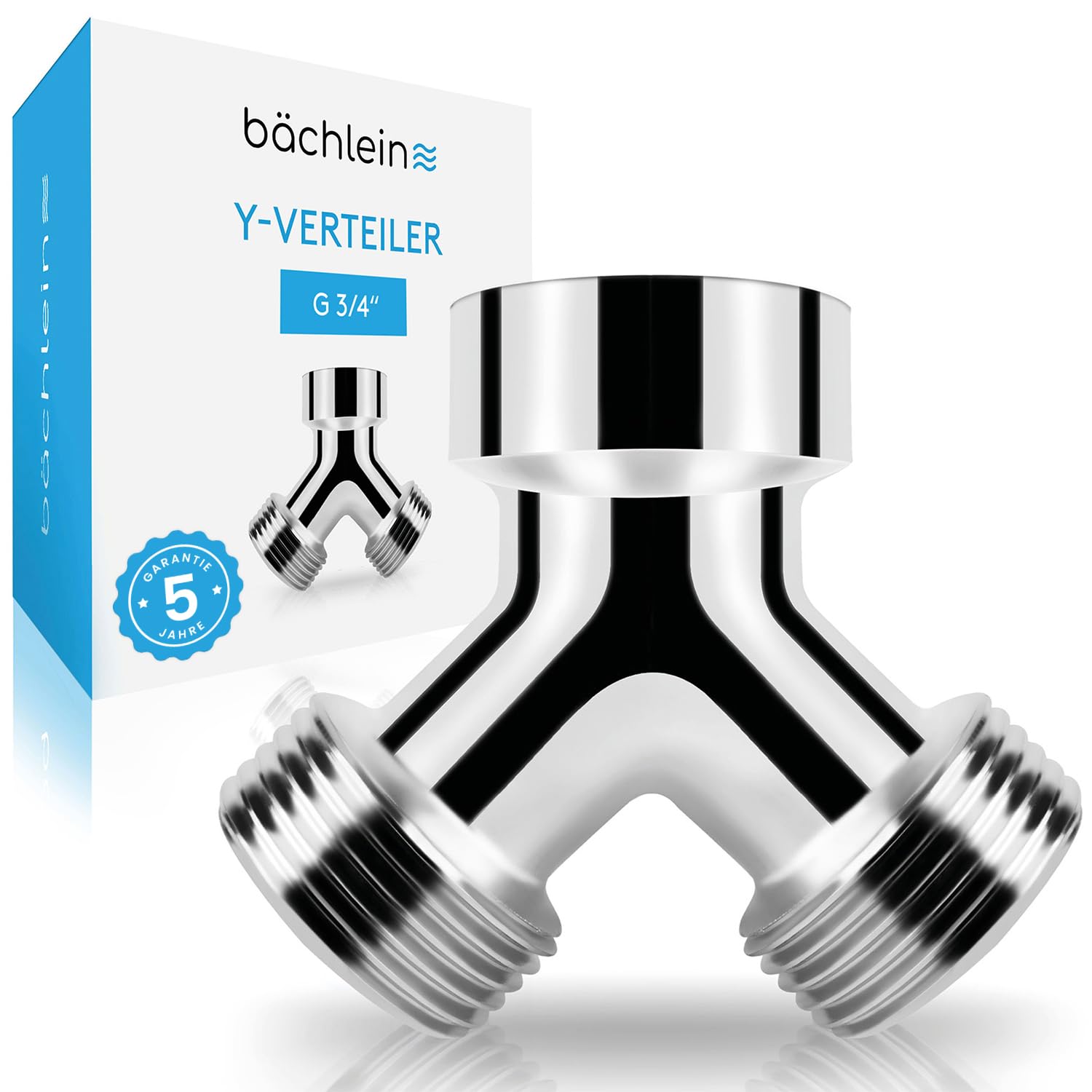 Bächlein Brass Y-Splitter for Use in Home and Garden - 2-Way Y-Splitter for a G 3/4 Inch Water Connection