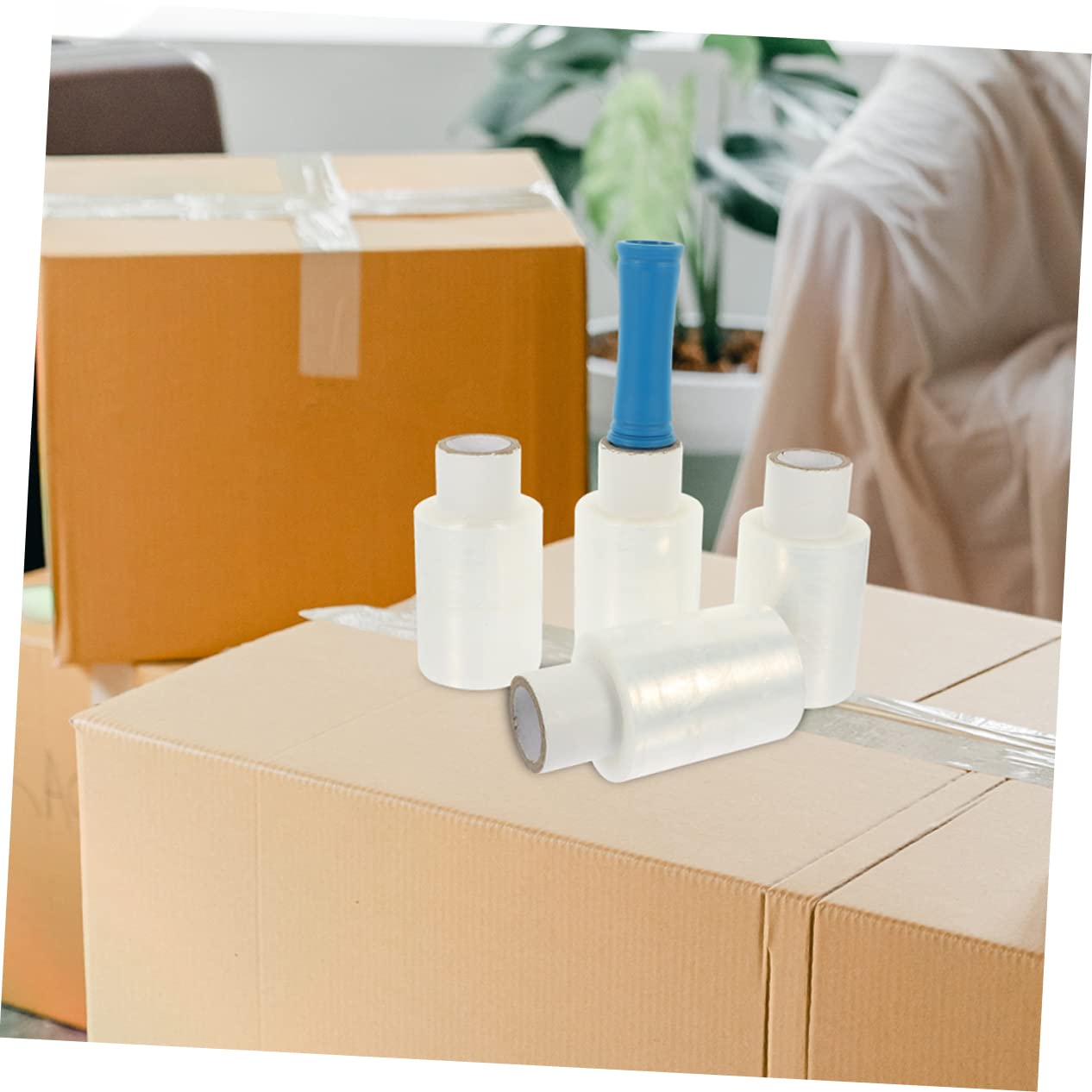 LALAFINA Membrana De Manija Retráctil Rollo De Film Estirable Industrial Film Autoadhesivo Para Mudanzas Color De Manija Aleatorio Para Embalar Cajas y Paquetes De Transporte