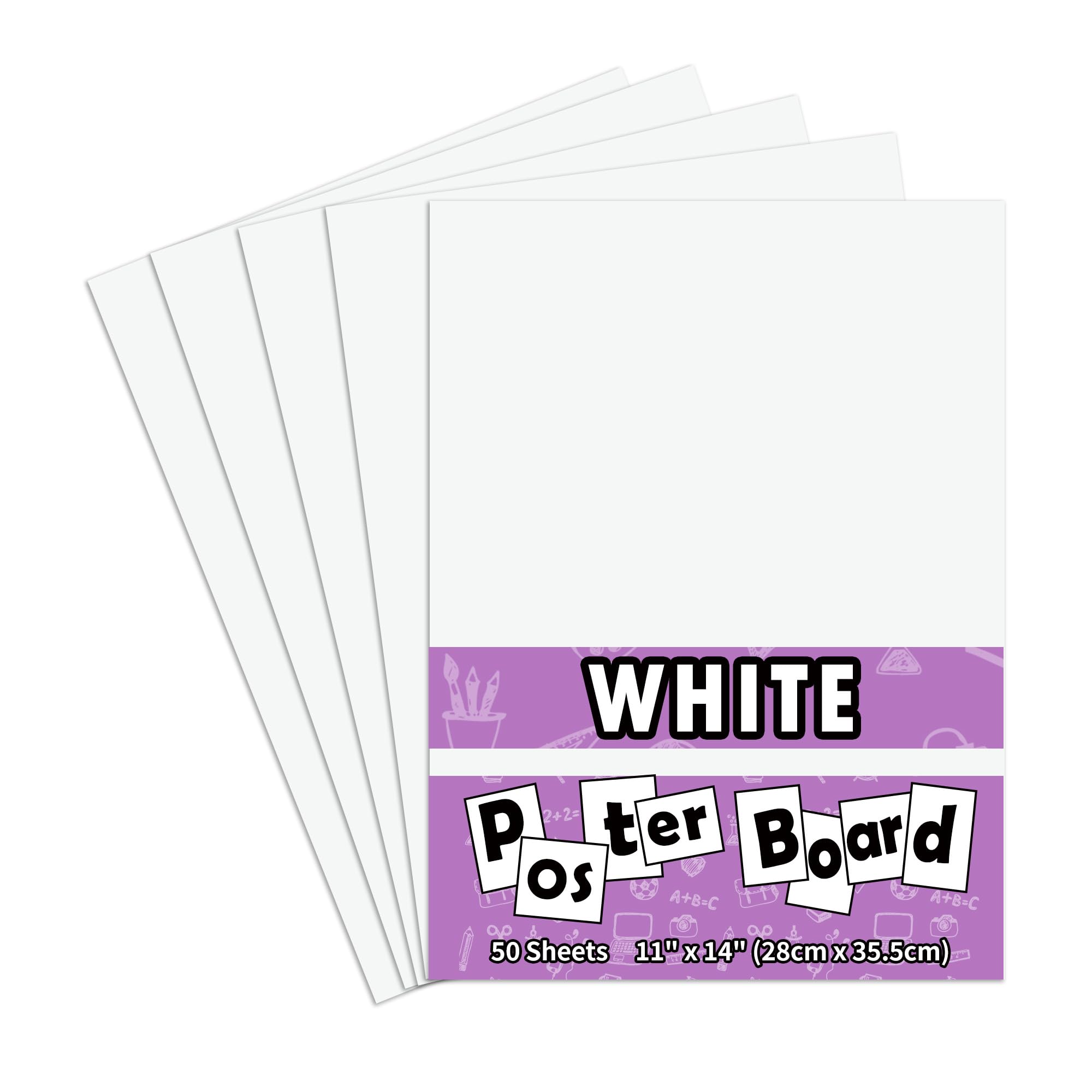 pmybupo 50PCS White Poster Board 11"X14",Poster Board Bulk Super Value Poster Boards for School Craft Project Presentation Drawing Graphic Display