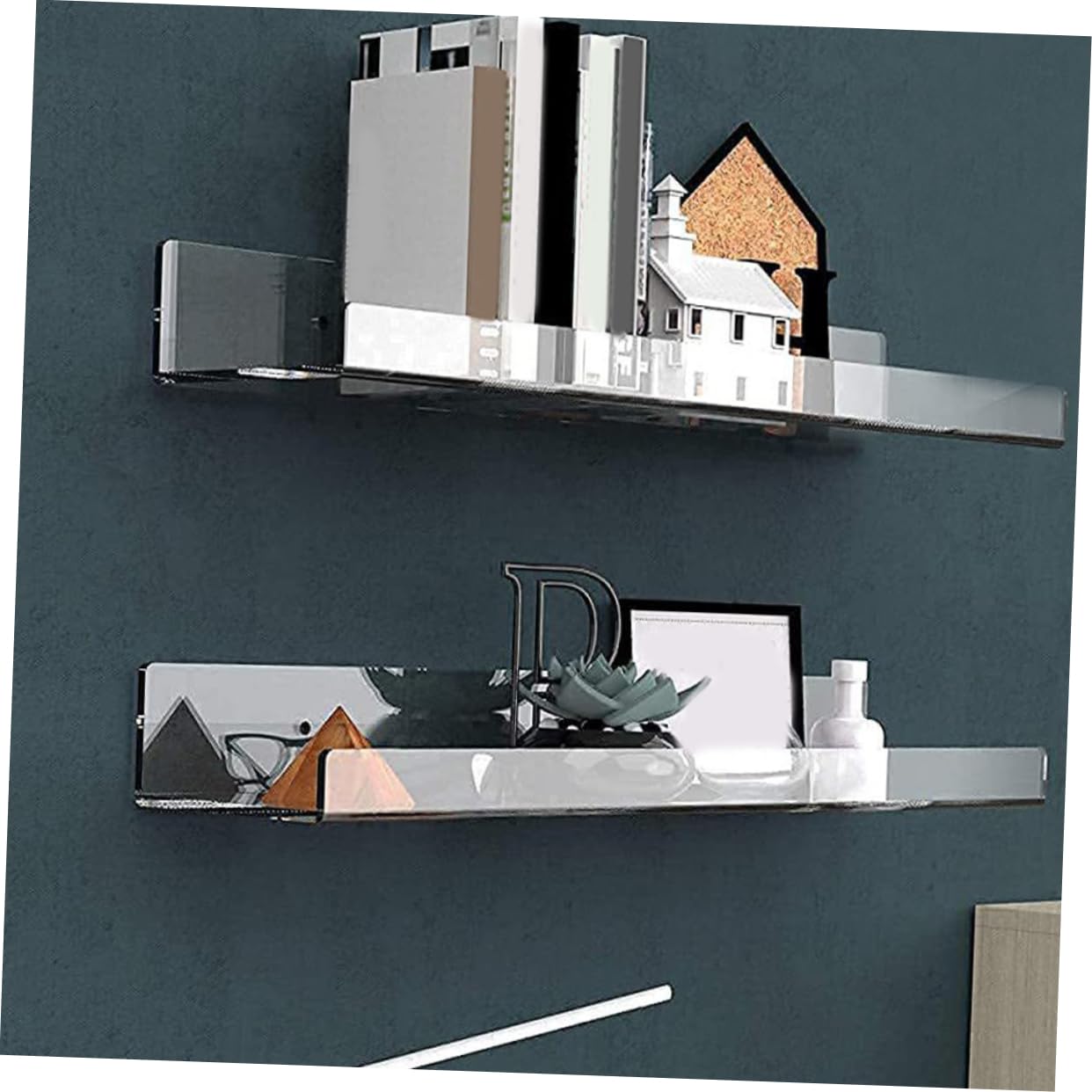 8pezzi Scaffale da Parete in Acrilico Trasparente per Dischi in Vinile, Supporto Floating per Album da Mostrare in Soggiorno, Camera, per Libri, Foto e Decorazioni