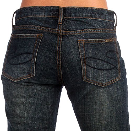 Stetson Apparel Women's Dark Blasted Low Rise 816 Classic Fit Boot Cut Jeans Blue 6 38XL2