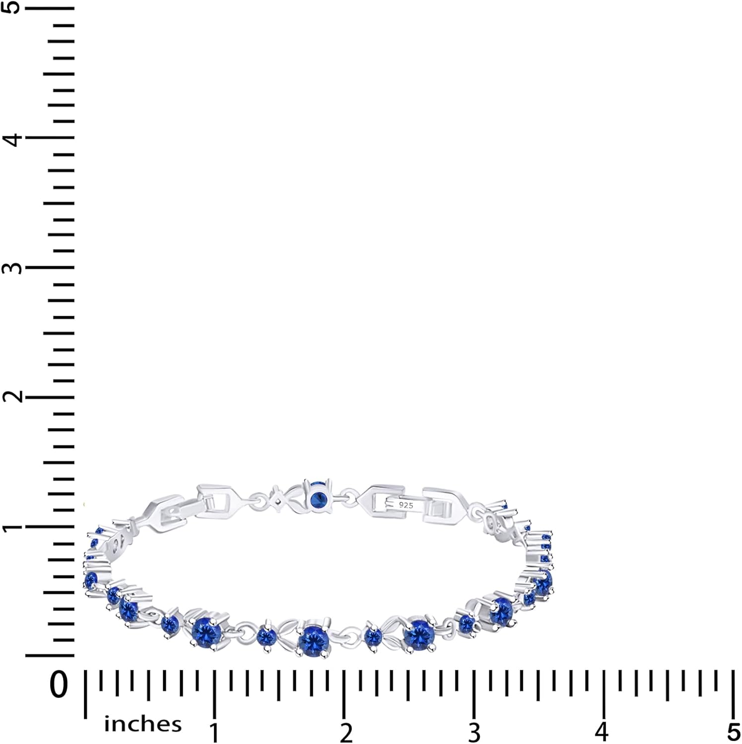 AFFY Round Cut Simulated Birthstone Leaf Shape Tennis Bracelet Gemstones Link Bracelet For Women In 14k White Gold Plated 925 Sterling Silver Jewelry Gift For Her