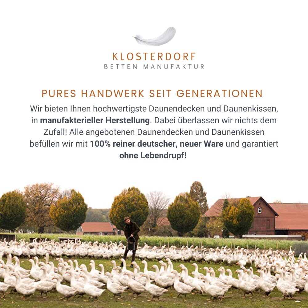 Klosterdorf Bettenmanufaktur Premium Kopfkissen - ''Propper'' - 80x80 cm - 900 Gramm - weich - Handarbeit aus Deutschland - Für einen gesunden Schlaf