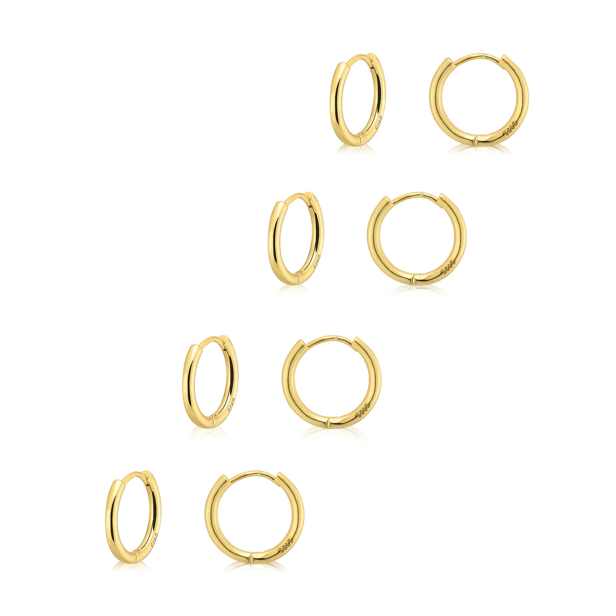 Small Gold Huggie Hoop Earrings Set for Women 14K Gold Plated Hypoallergenic Lightweight Earrings for Sensitive Ears Everyday Earrings Sets for Multiple Piercing Cartilage Hoop Earrings Stack Jewelry