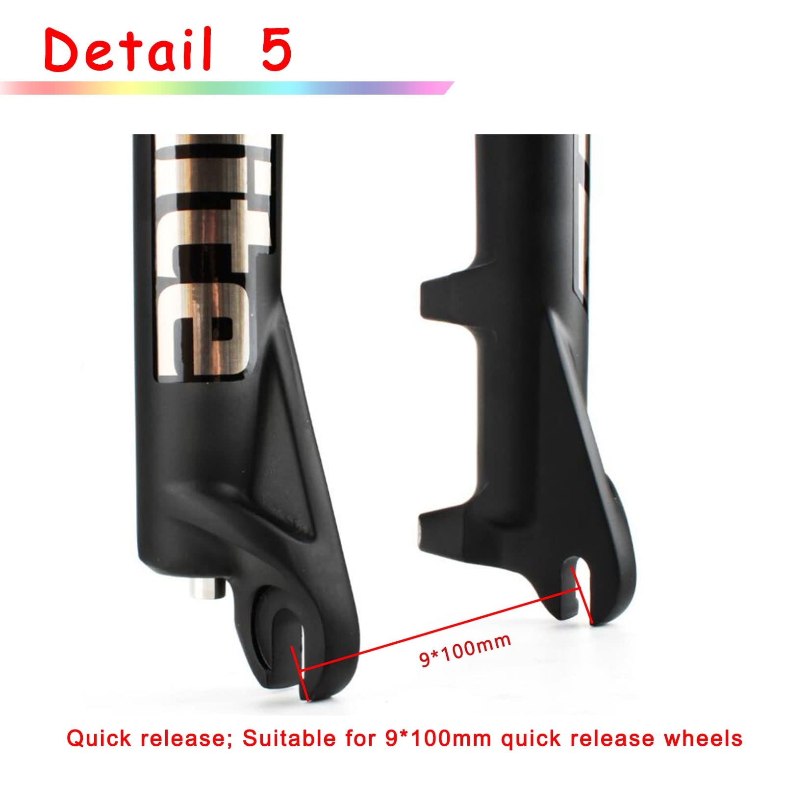 Horquilla de suspensión MTB de 26/27,5/29 Pulgadas, 120 mm de Recorrido, aleación de magnesio de 1-1/8", liberación rápida de 9 mm, Accesorios de Aire