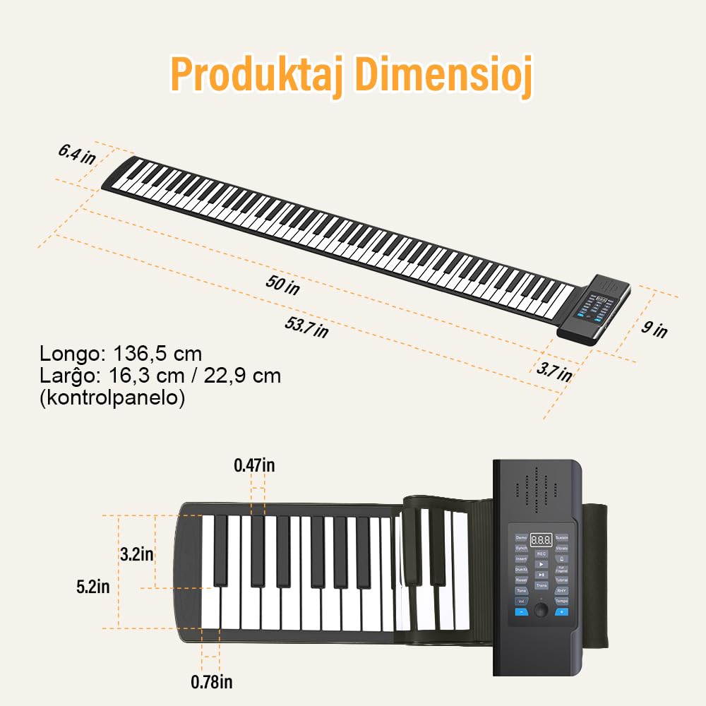 Piano enrollable de 88 teclas, piano recargable portátil mejorado, auriculares MP3 Bluetooth, entrada USB, salida MIDI, 128 ritmos, para vacaciones como el mejor regalo