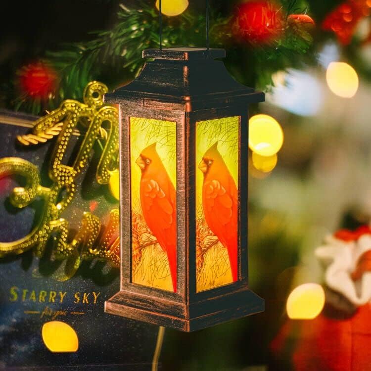 Solar Lantern Red Bird Decorated Vintage Hanging