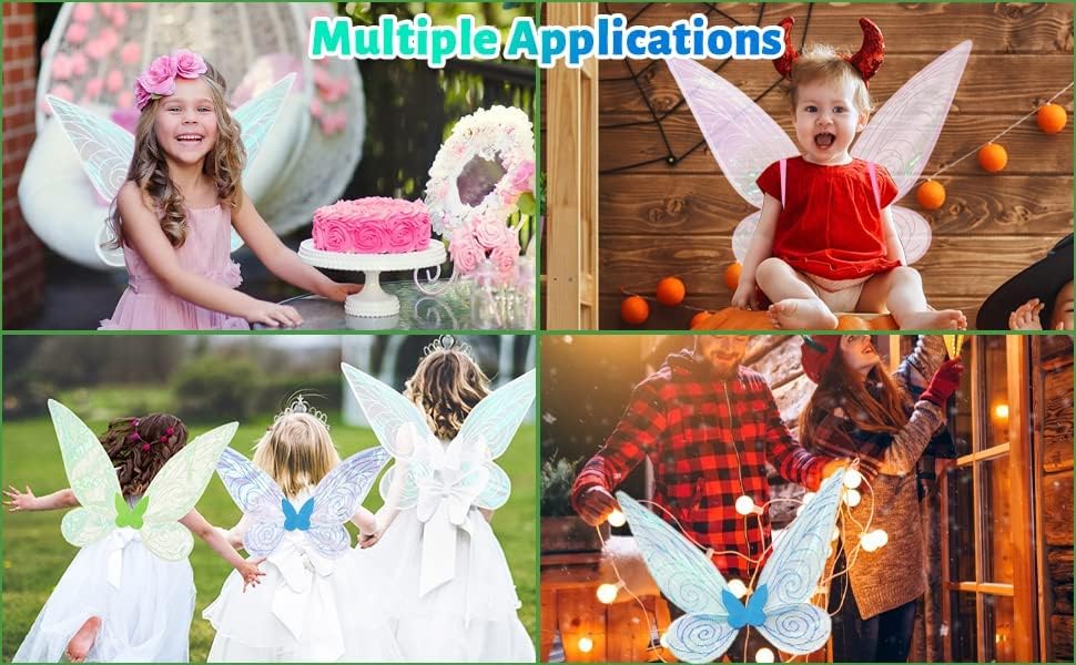 Miniatura 3 de Alas de hadas blancas para disfrazarse de alas transparentes brillantes para niñas disfraz de hada de mariposa alas de ángel para niños niñas y