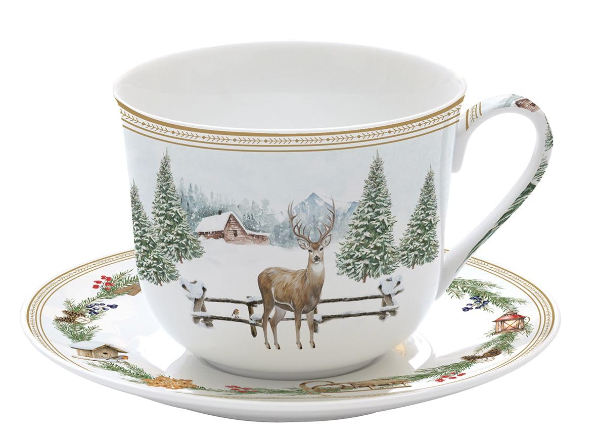 Easylife - White Forest - coffret cadeau tasse déjeuner en porcelaine 40cl - EASYLIFE