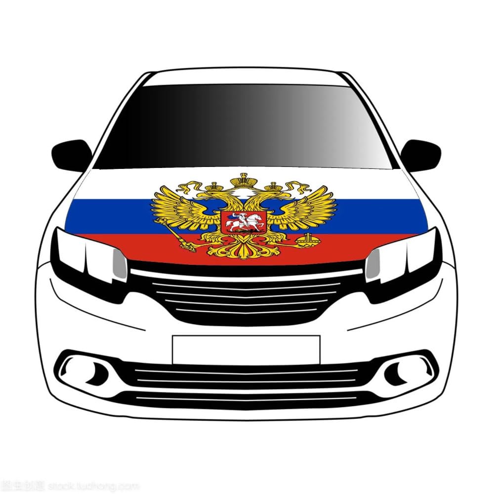 Housse de capot de voiture avec drapeau de la Russie 3,3x5 pieds aigle fashion en polyester