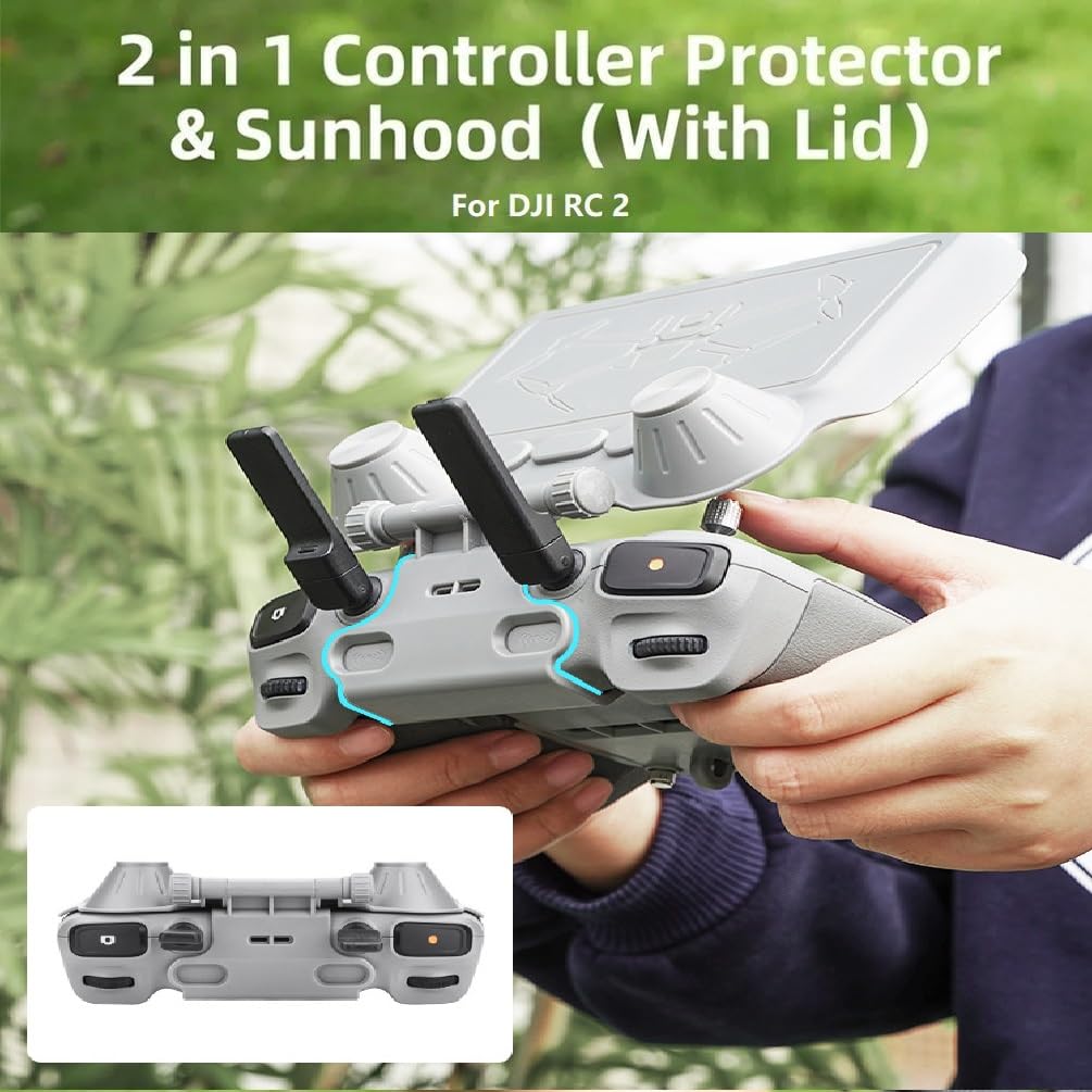 Lito X1/Mini 5/4 Pro RC 2 Sonnenblende I Joystick Schutz I Bildschirmschutz RC-2,Sonnenschutz für DJI RC 2 und RC Controller Joystick Bildschirmschutz, 2-in-1 für DJI Mini 4 Pro Zubehör