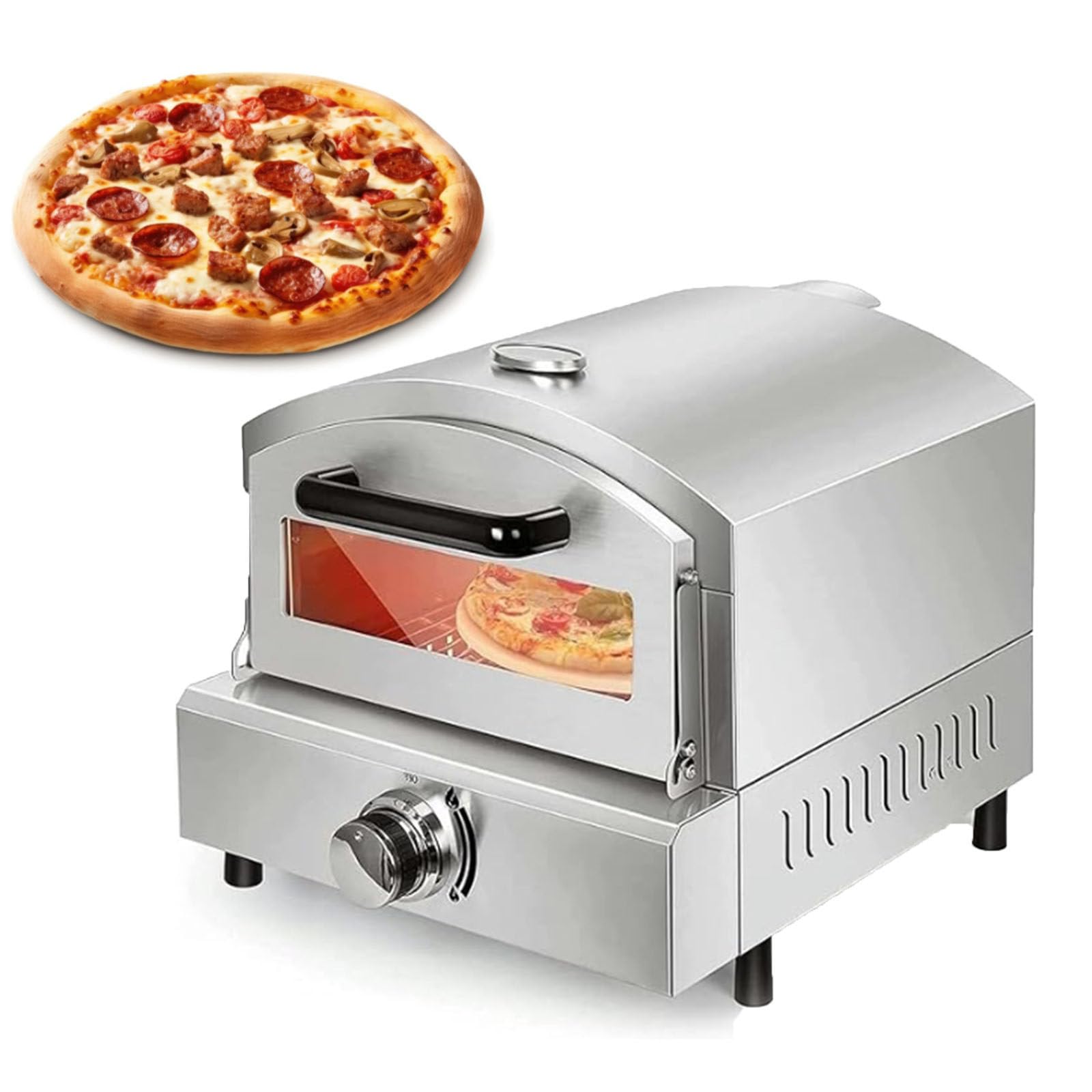 Four à pizza d'extérieur avec pierre rotative et thermomètre intégré, poêle à bois portable pour jardin, camping, pique-nique