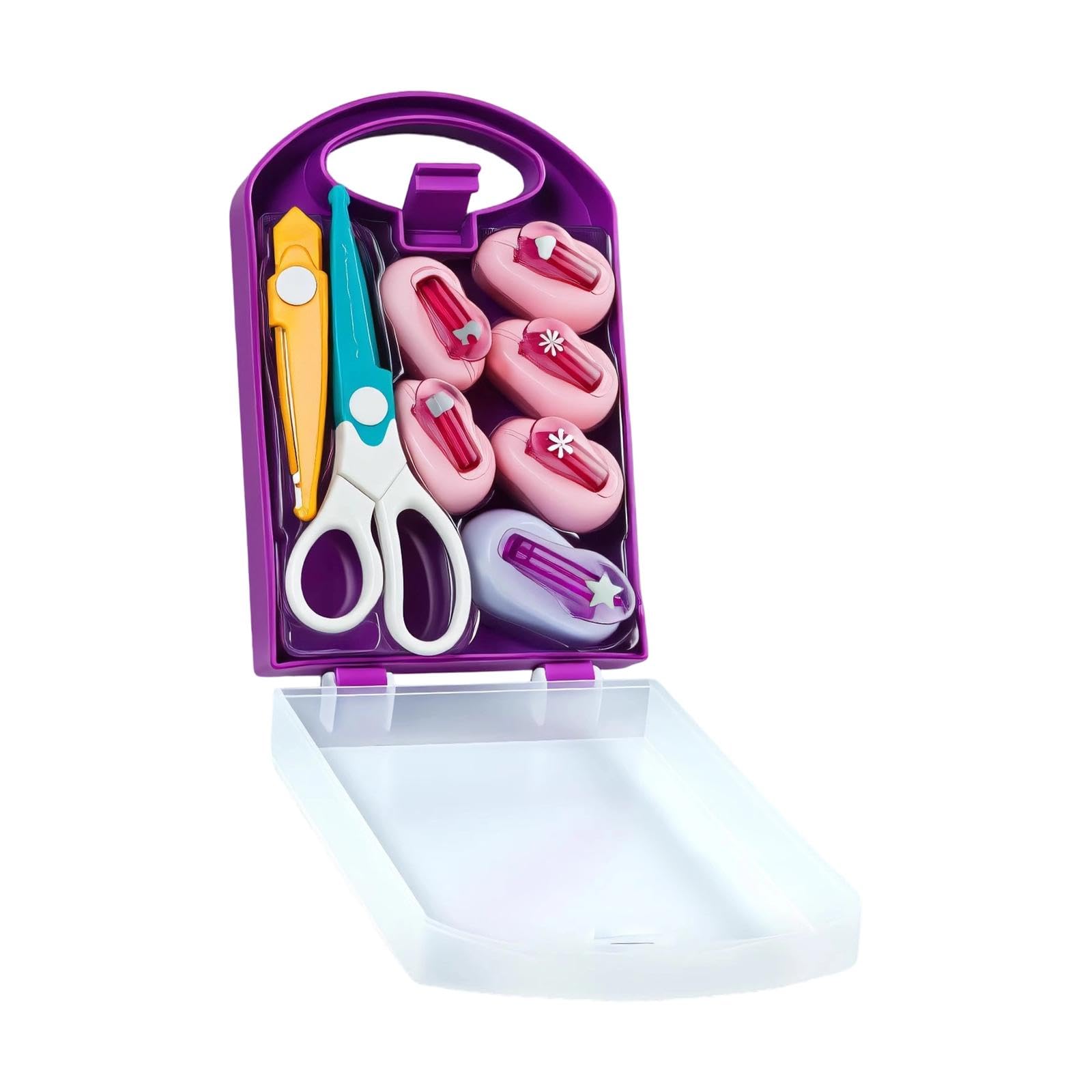 Juego de 6 Punzones para Manualidades con Tijeras, Perforadoras de Papel Reutilizables para Scrapbooking (22x14x5 cm / 8.7x5.5x2 in)