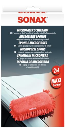 SONAX Esponja de microfibras (1 Unidad) Suave con los Materiales y Muy Absorbente Lavado Manual del Coche, refuerza la formación de Espuma | N.° 04281000