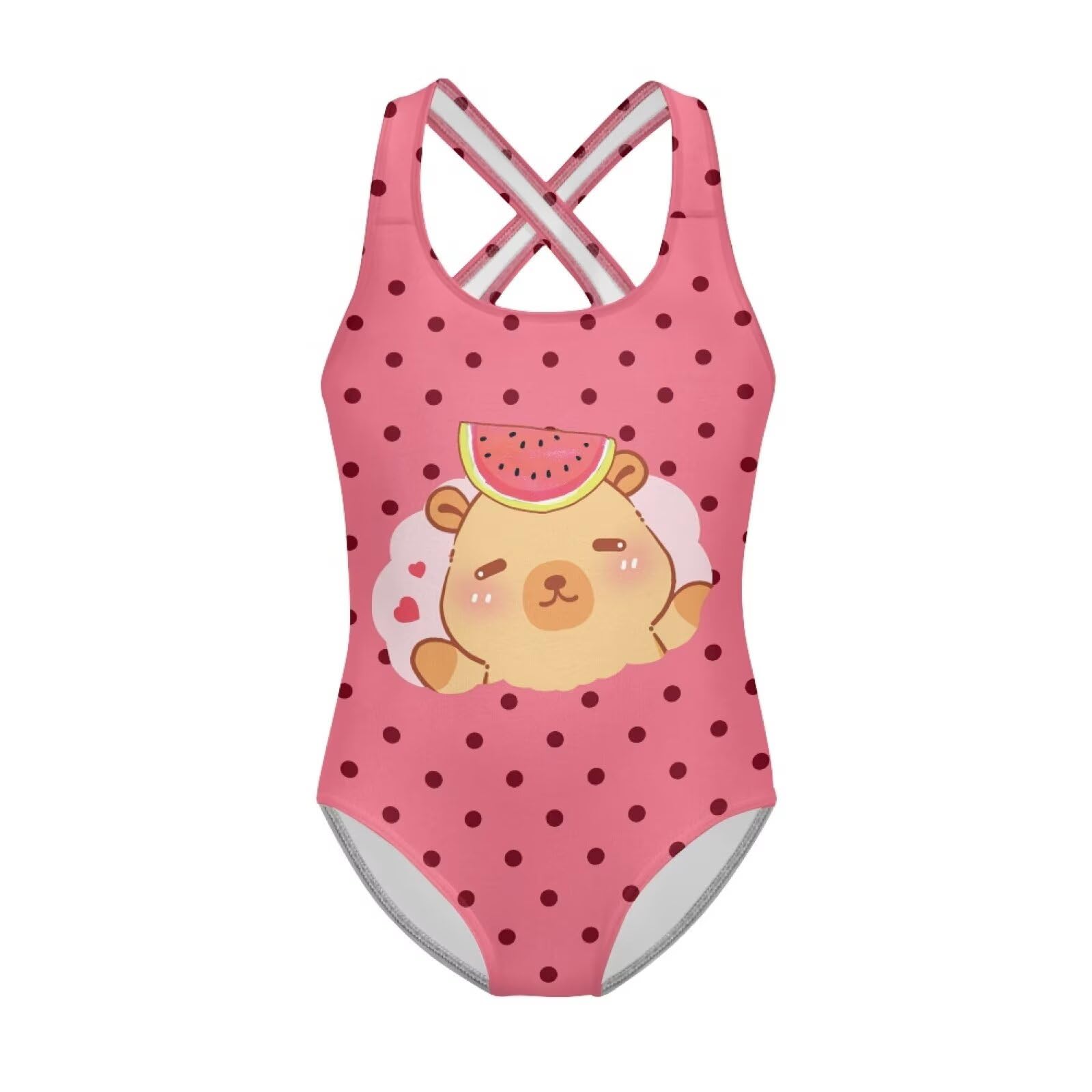 Girls Swimsuit Criss Cross Back 1-Piece Summer Beach Swiwmear