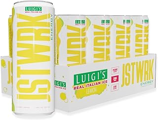 JST WRK Energy Drink - 12-Pack, Sugar-Free, Zero Calories, No Sugar Alcohols, 12 Fl Oz., 200 milligrams Caffeine (Luigi's Real Italian Ice Lemon)
