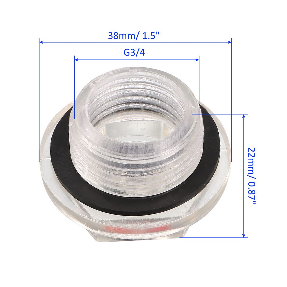 M METERXITY Plastica Olio Livello Mirino Vetro con O-Ring - Aria Compressore Raccordi Verifica Livello Olio della pompa, Applica Serbatoio (G3/4, Trasparente, Nero, Rosso)