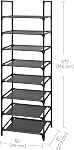 SONGMICS Shoe Rack, 8-Tier Shoe Shelf, Shoe Storage Organizer, Metal Frame, Non-Woven Fabric Shelves, for Entryway, Bedroom, 28 x 46 x 145 cm, Black ULSR24BK