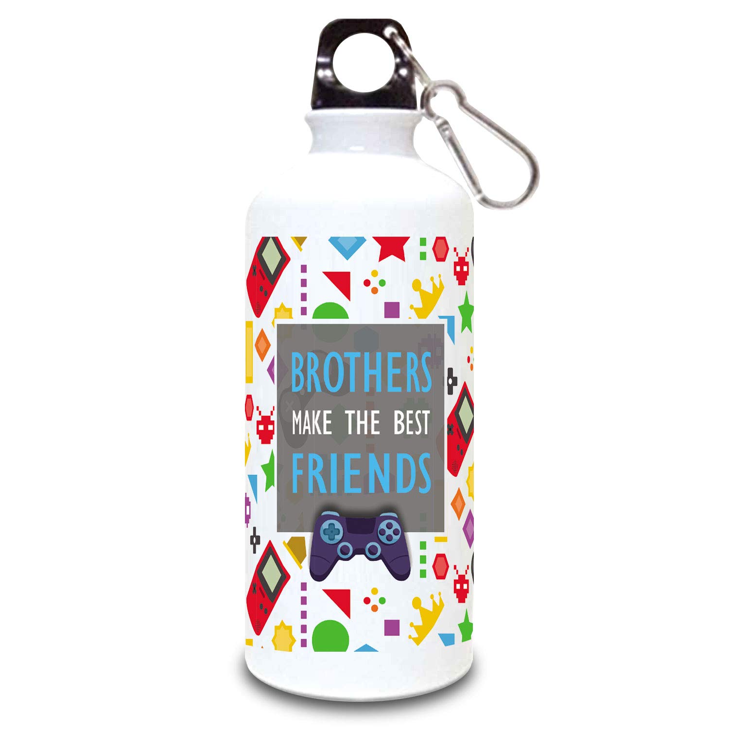 exciting Lives - Brothers Sipper Bottle - Gift for Diwali, Christmas Day, Birthday, Anniversary, Gift for Brother, Bro, Bhai, Bhaiya, Sibling, Diwali gift, Gym Sipper - White Metal - 600ml