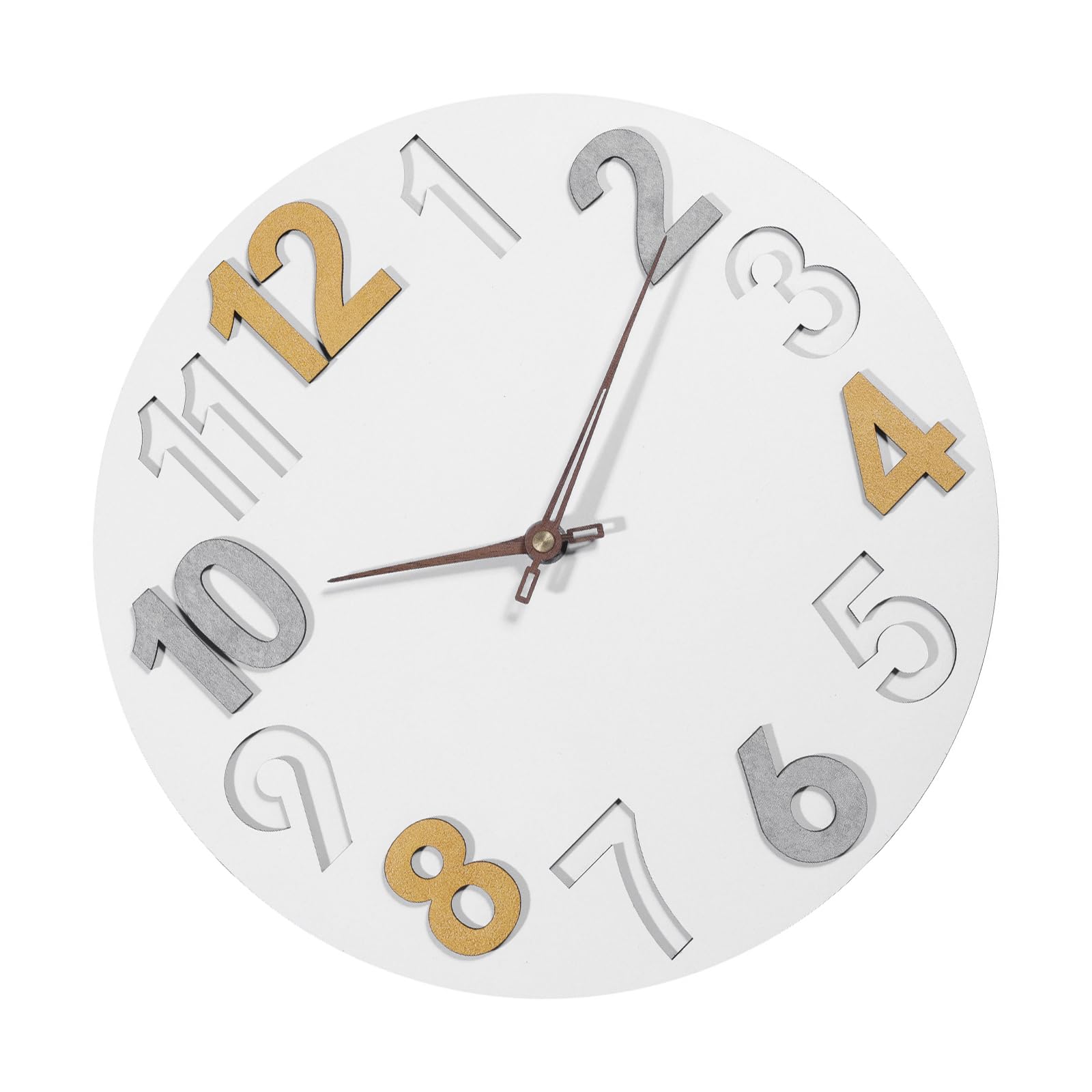 Buxuaaaa Modern Quiet Wall Clock Wood 3D Quiet Ticking Arabic Numerals Clock for Any Room Decoration (32cm Large