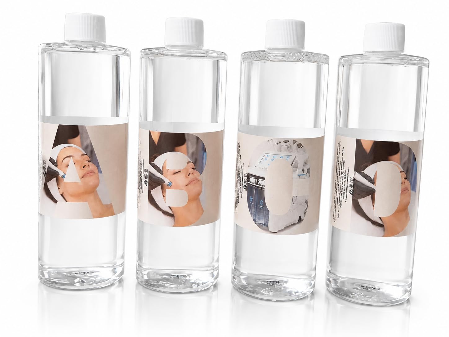 Kit Solutions pour machine Hydrafacial, 4 x 500 ml, Solutions de Nettoyage, Traitement, Hydratation et Entretien Machine - Nara Beauty Cosmetics