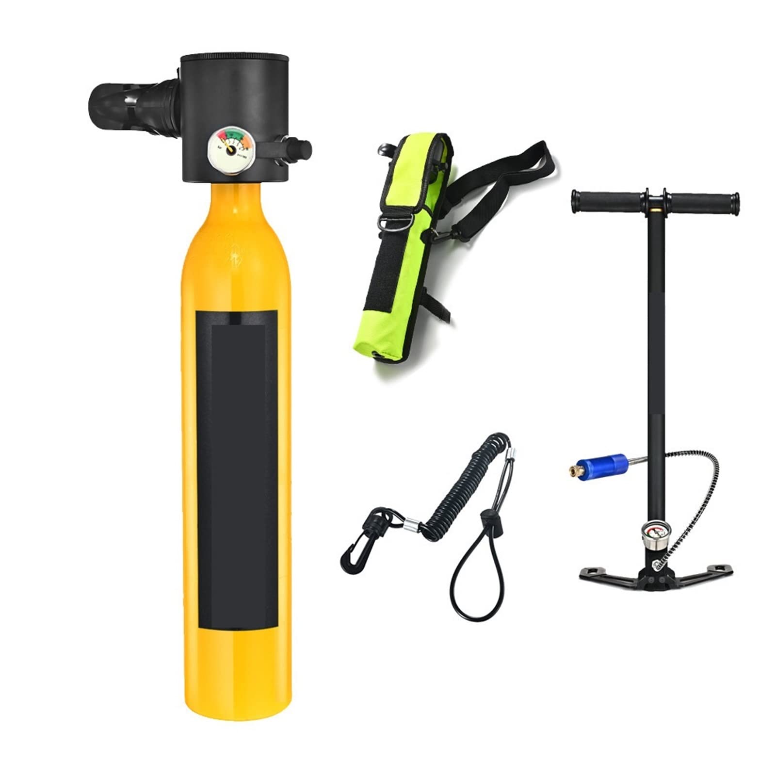 SOYWIM Portable Underwater Emergency Spare Gas Cylinders Equipped With A Full Set Of Diving Respirators,Underwater Exploration(Yellow package C)
