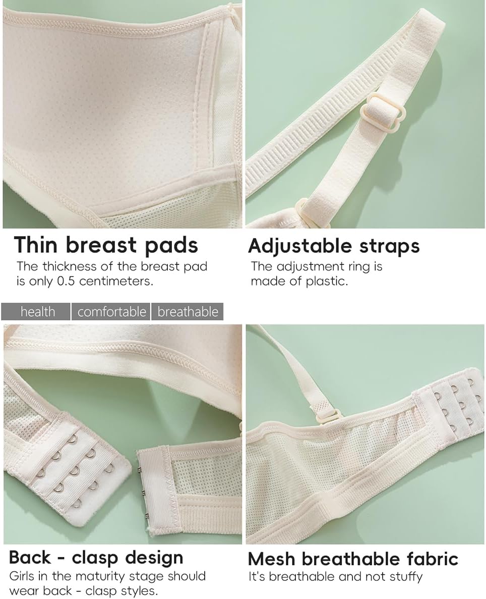 Teen Bras for Girls Ages 12-14-16-18 Years Old Big Kids Training Bra Bralettes for Women Ladies,Adjustable Straps