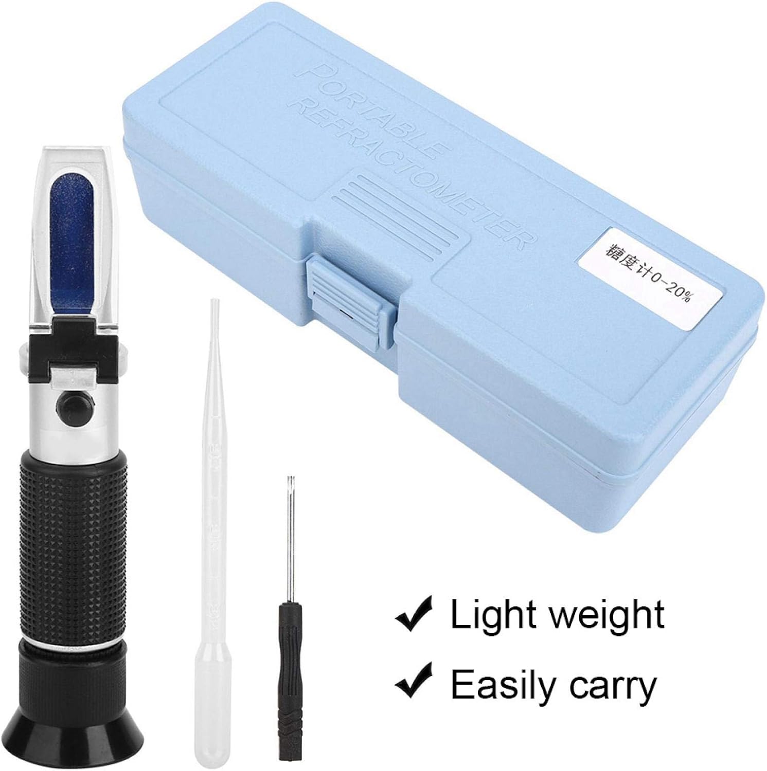 Tangxi Sugar Refractometer Test Meter, Handheld Sugar Test Meter Refractometer 0-20% Meter with Accurant Index for Automatic Temperature Compensation