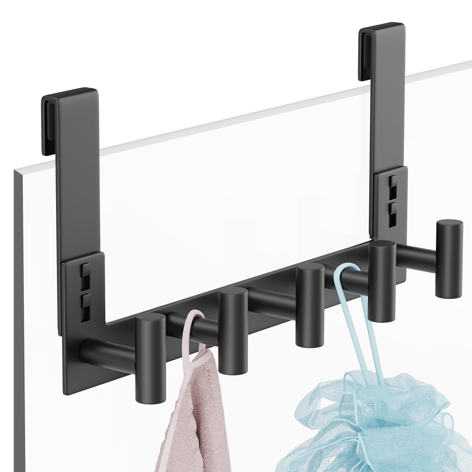 PMMASTO 7.5 Inch Hanger for 3/8 Inch Glass, Black- 5 Hooks, T Shape