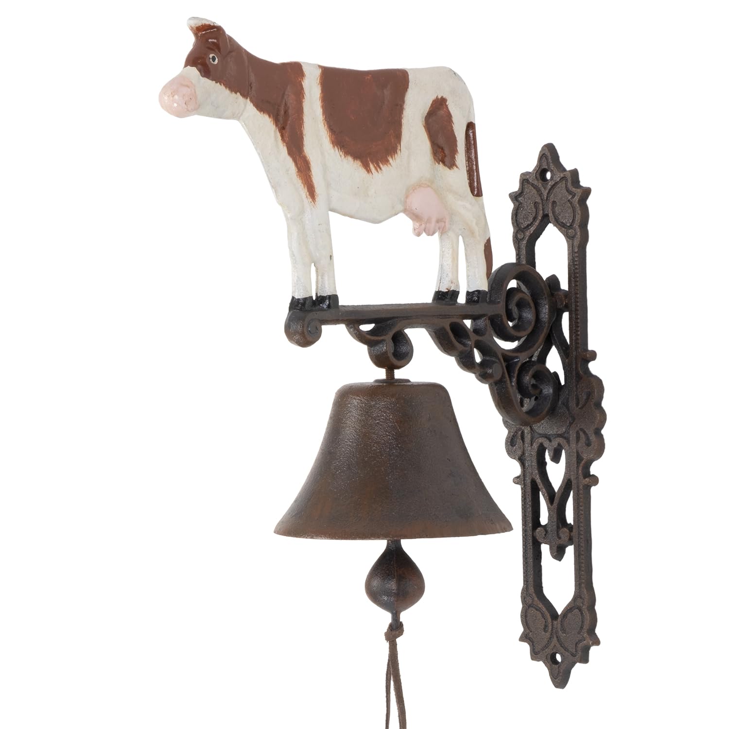 Moritz - Campana de Pared de Hierro Fundido, diseño de Vaca, Color marrón y Blanco