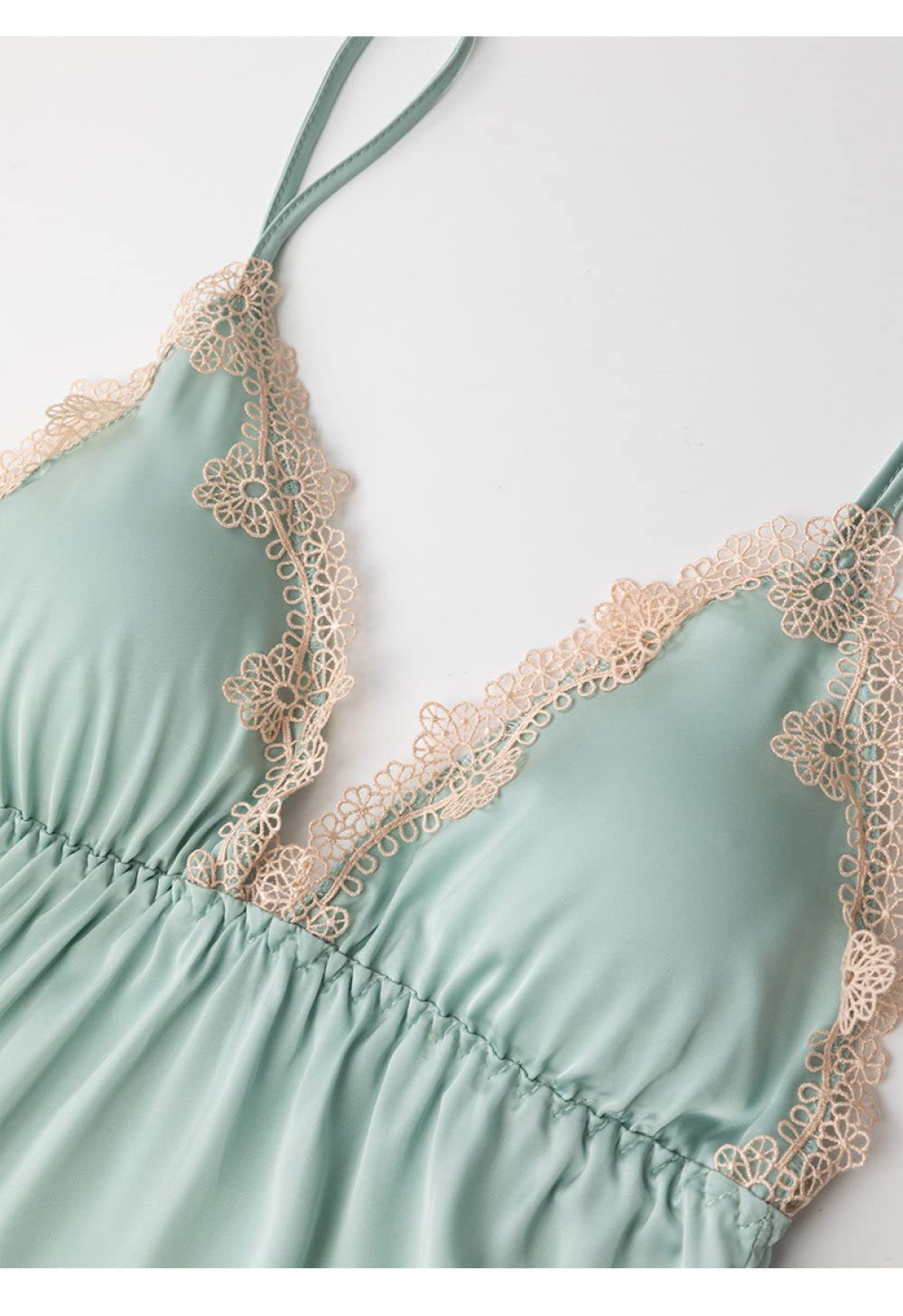 Pigiama Raso Donna,Accappatoio Kimono In Due Pezzi In Raso Sexy Con Cuciture In Pizzo Scollo A V Vestaglia Acquamarina Gonna Con Bretelle Pigiama Set Elegante Vestaglia Da Sposa Bademantel Damen,M
