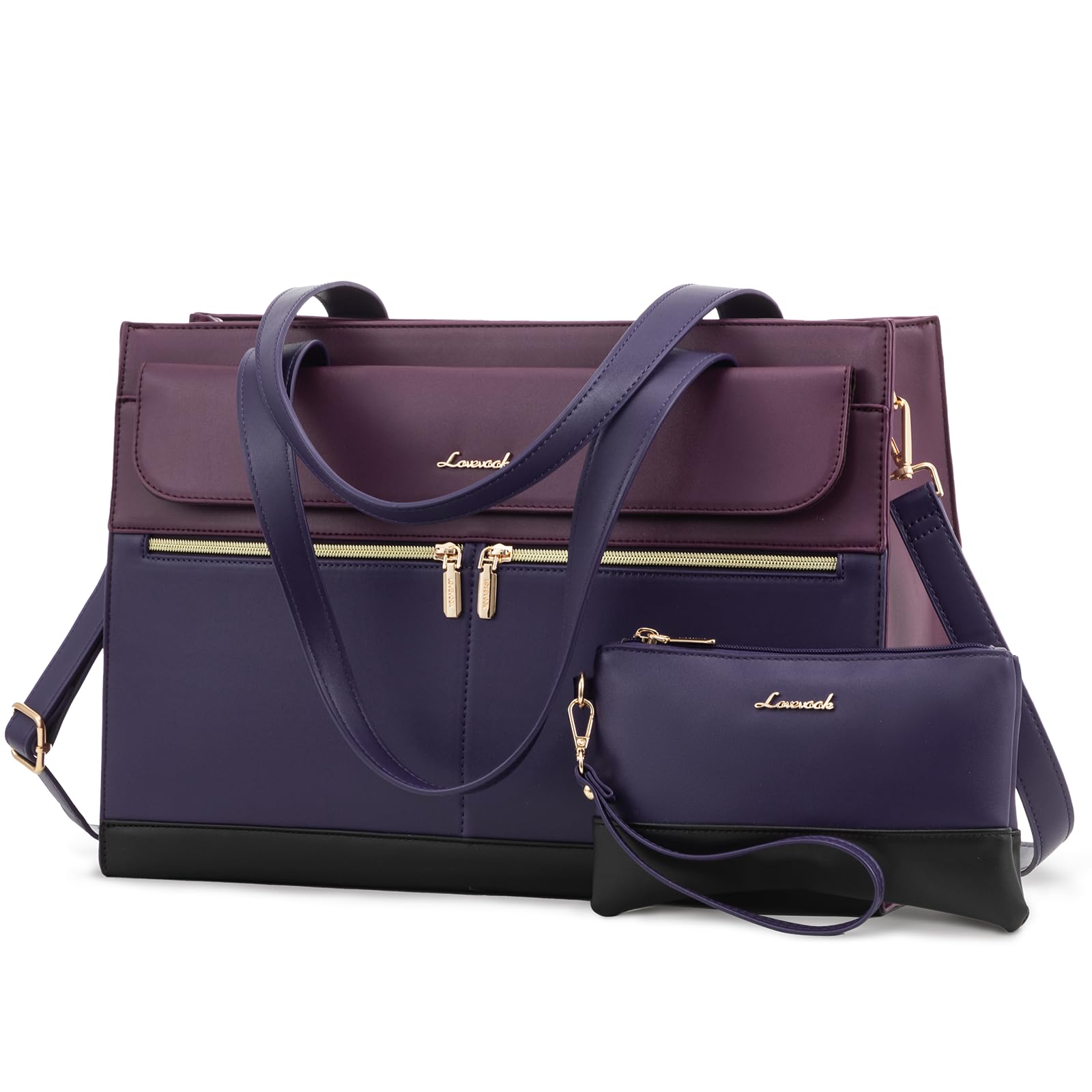 LOVEVOOK Laptop Bag for Women 15.6 Inch Tote Work Professional Leather Computer Briefcase Waterproof Handbag Shoulder Large Capacity Business Teacher Office Crossbody Purse