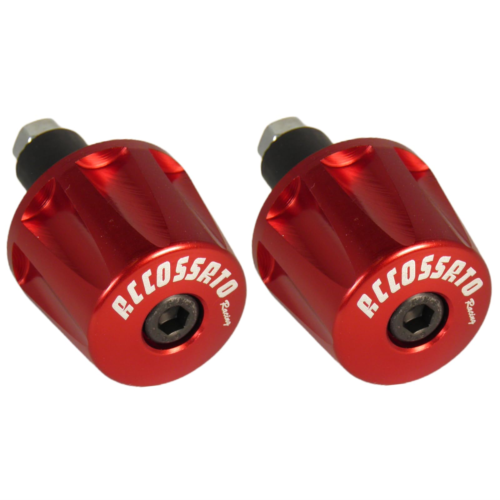 Coppia di contrappesi Accossato rossi per manubri con foro interno Ø da 12mm a 20mm per Ducati 848 dal 2008 al 2011 (CC 848)