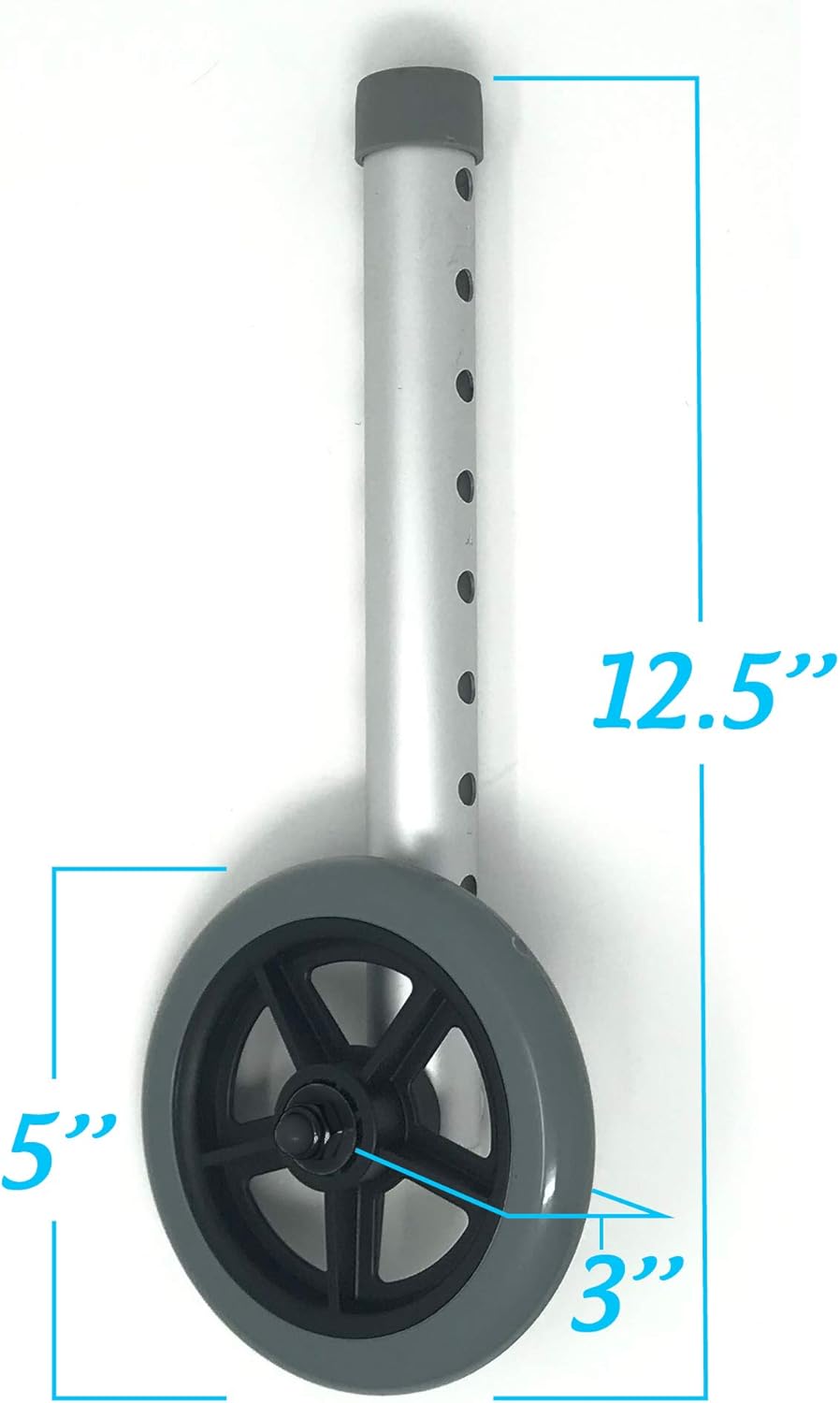 Universal 5" Walker Wheel Kit with Heavy Duty Ski Glides (Black) : Health & Household
