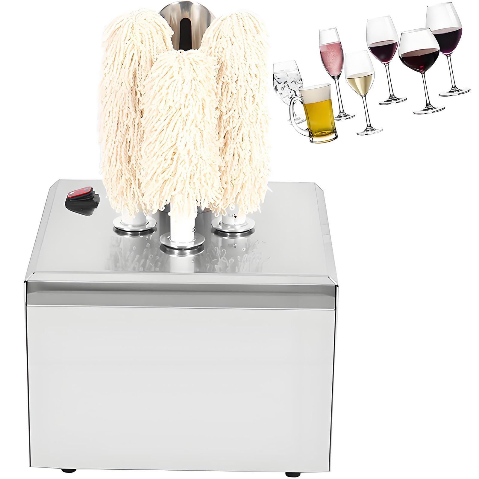 Commercial High-Speed Wine Glass Polishing &amp; Drying Machine,Electric Glass Polisher with Cotton Brushes,300/330/660 Cups per Hour Efficiency,Hygienic Tool for Hotels,Cafes 3heads